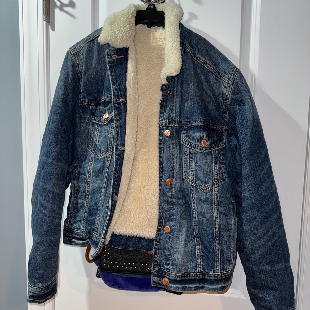 American Eagle fur lined denim jacket